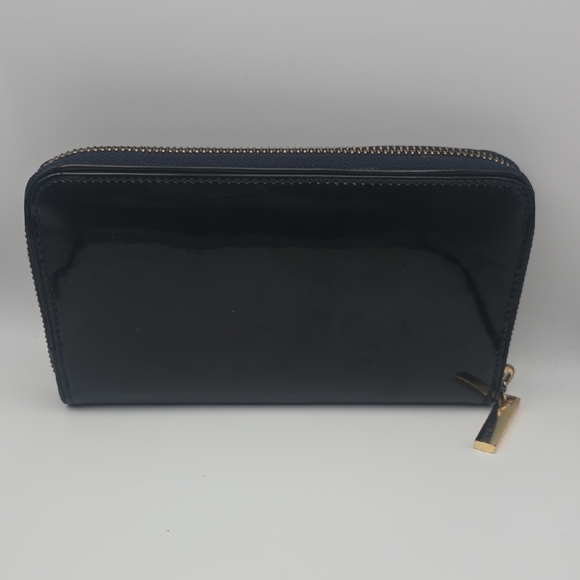 Tory Burch Shinny PVC Black & Blue W/ Gold Hardware Zip Around Wallet (EUC)✨️🖤✨ - Picture 7 of 7
